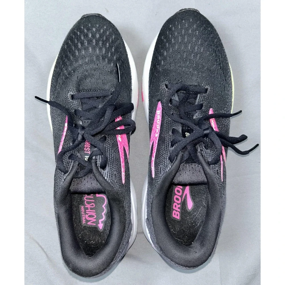 Brooks Ghost 16 Shoes Womens Size 9B Black Pink Running Sneakers 1204071B074